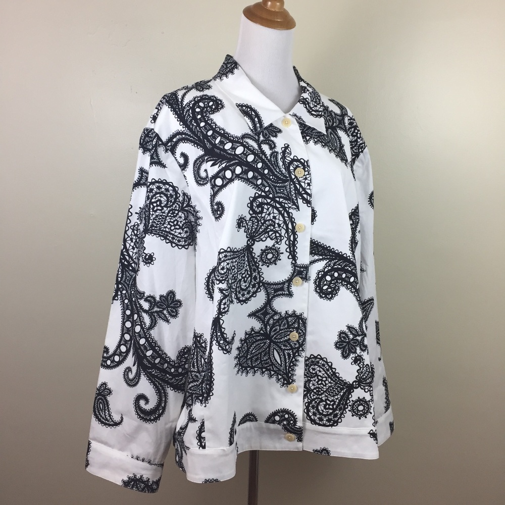 NWT TAMOTSU NEW YORK Black White Printed Jacket